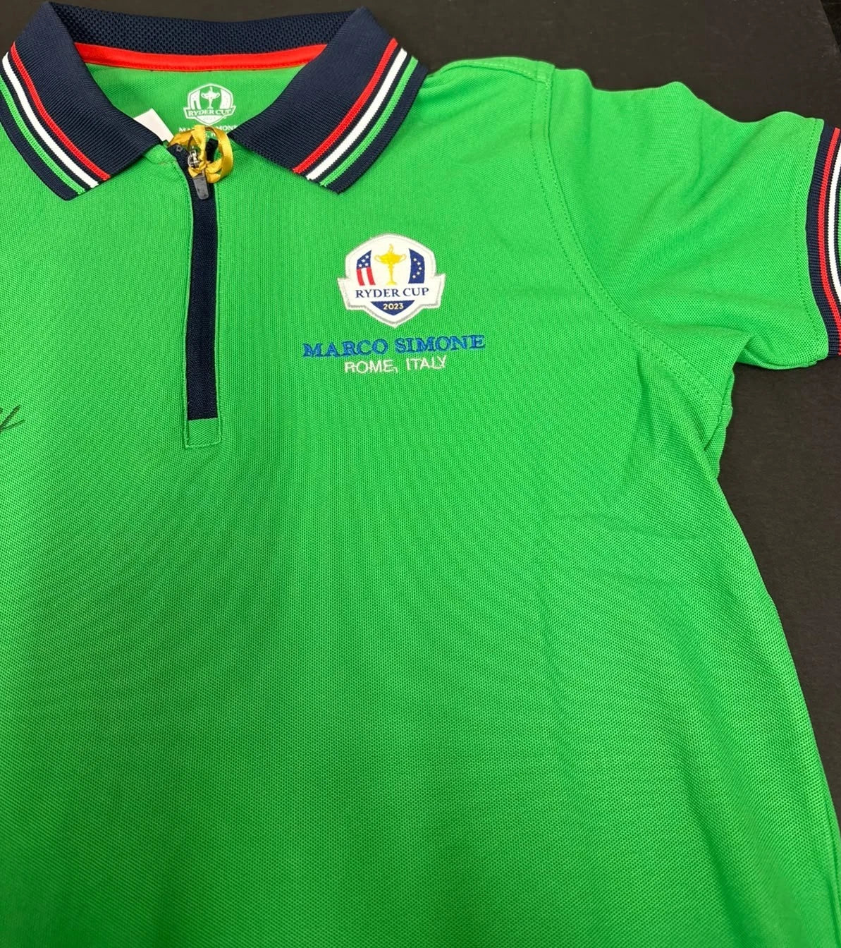 Tyrrell Hatton Signed 2023 Marco Simone Ryder Cup Green Golf Shirt + Dealer Cert