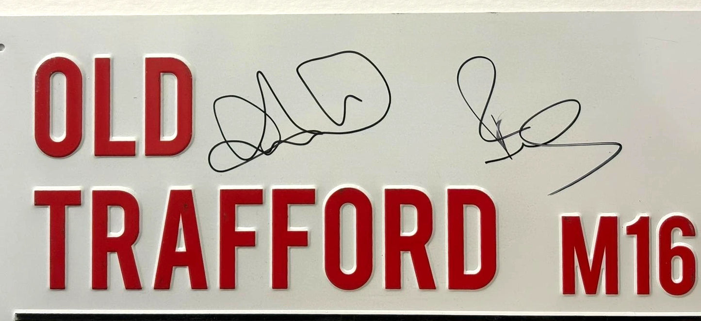 Paul Scholes & Andy Cole Signed Man Utd Old Trafford Football Street Sign + COA