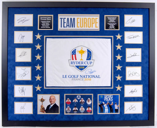 Team Europe Signed Framed 2018 Ryder Cup Display + Dealer COA
